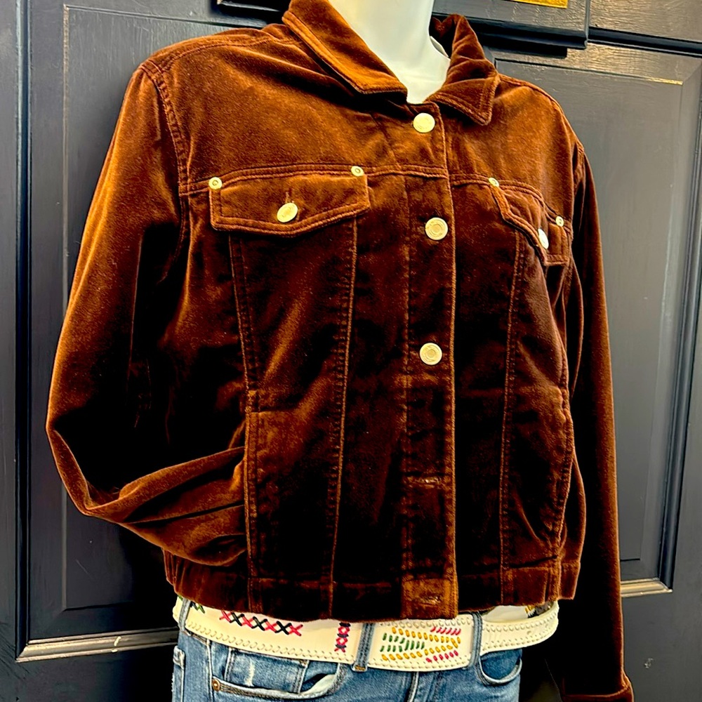 Liz Claiborne Brown Cardiroy Jacket, 100% Cotton, Size M, Pockets On The Side